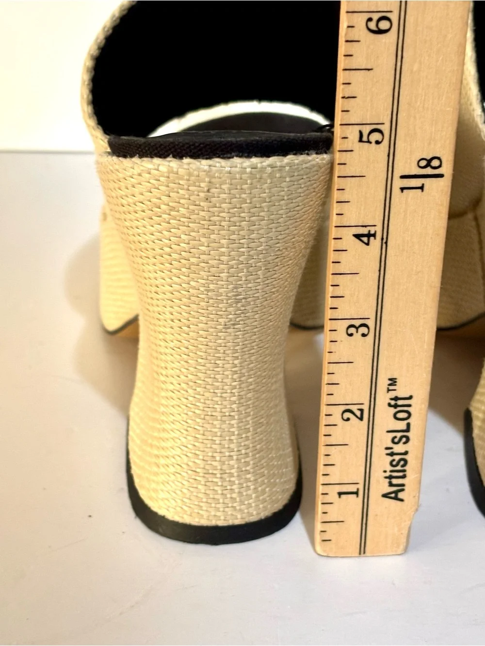 H&M Cream Woven Platform Mule Heels Size 8.5